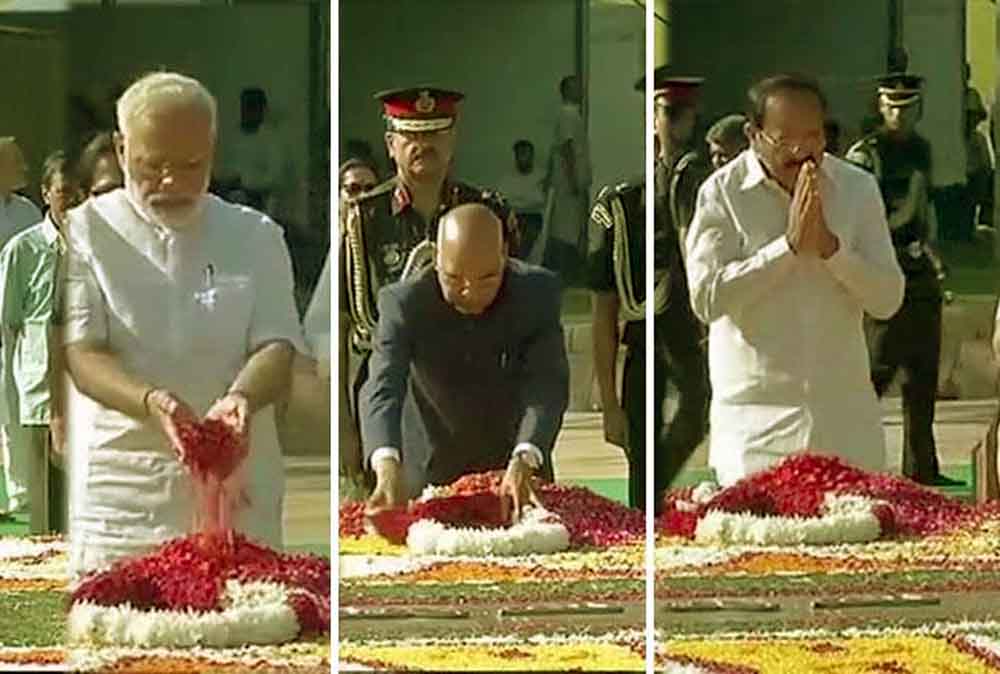 बापू और शास्त्री जी की जयंती आज,राष्ट्रपति, उपराष्ट्रपति और प्रधानमंत्री ने राजघाट में दिया श्रद्धांजलि